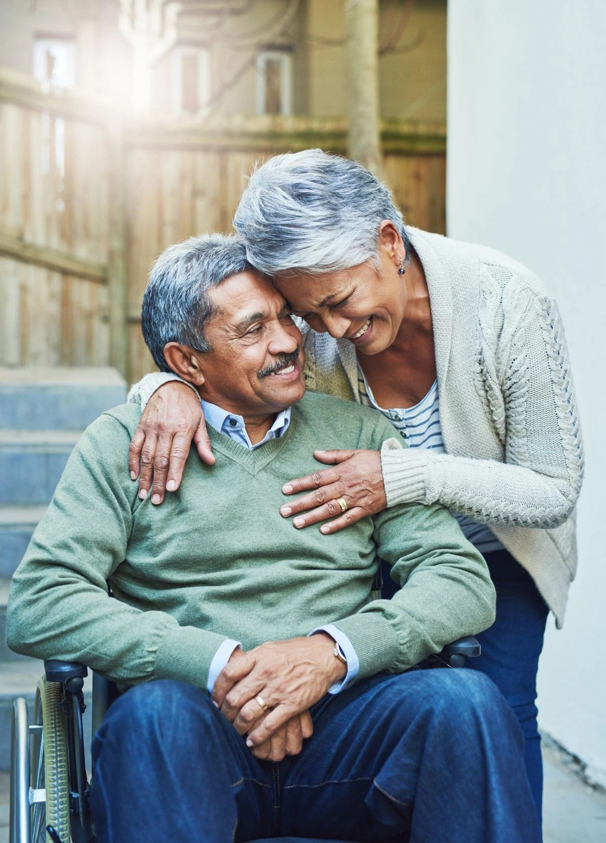 Senior receiving guidance from a healthcare professional